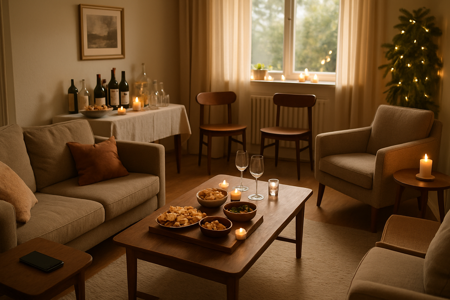 Salon prêt à recevoir
