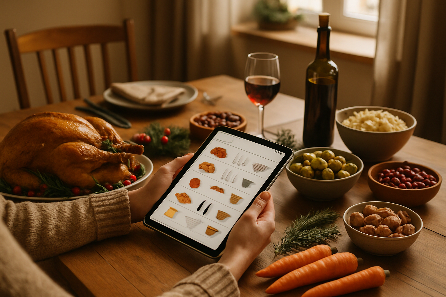 Préparatifs du repas festif